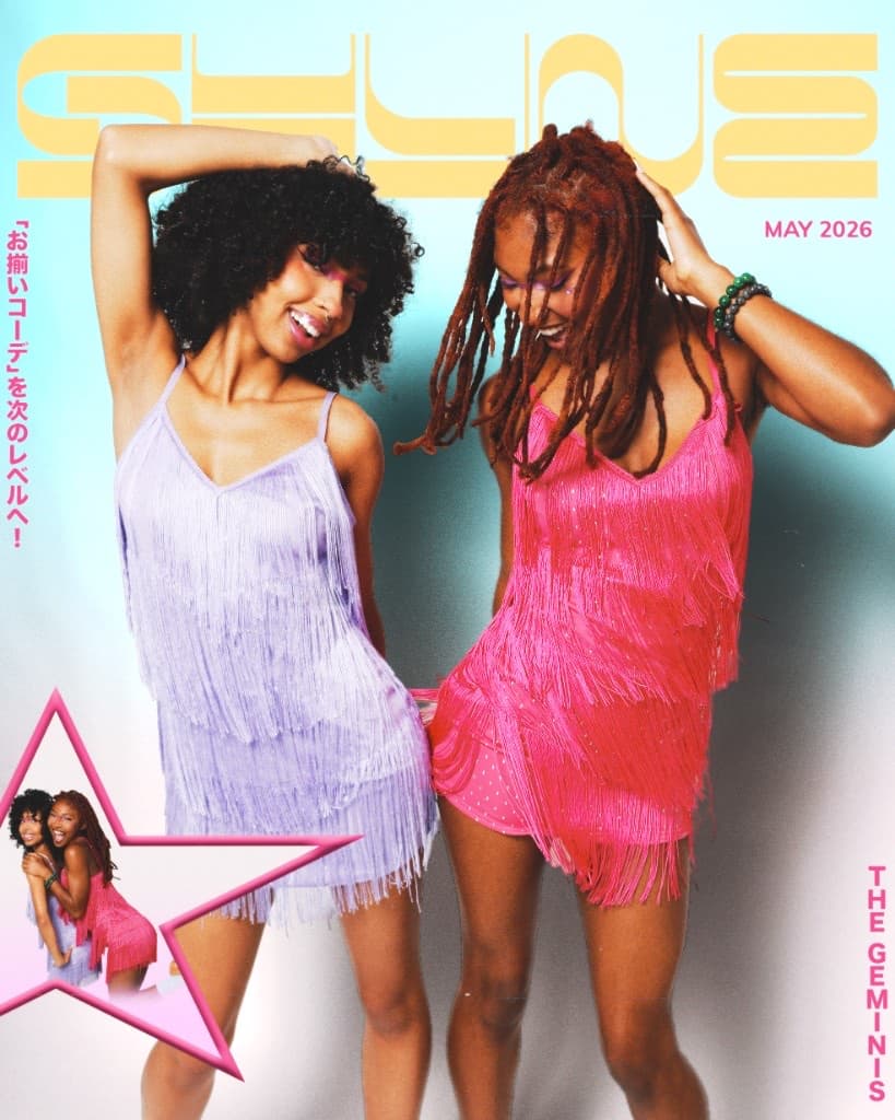 SHYNE cover — The Geminis laughing in matching lavender and pink fringe dresses